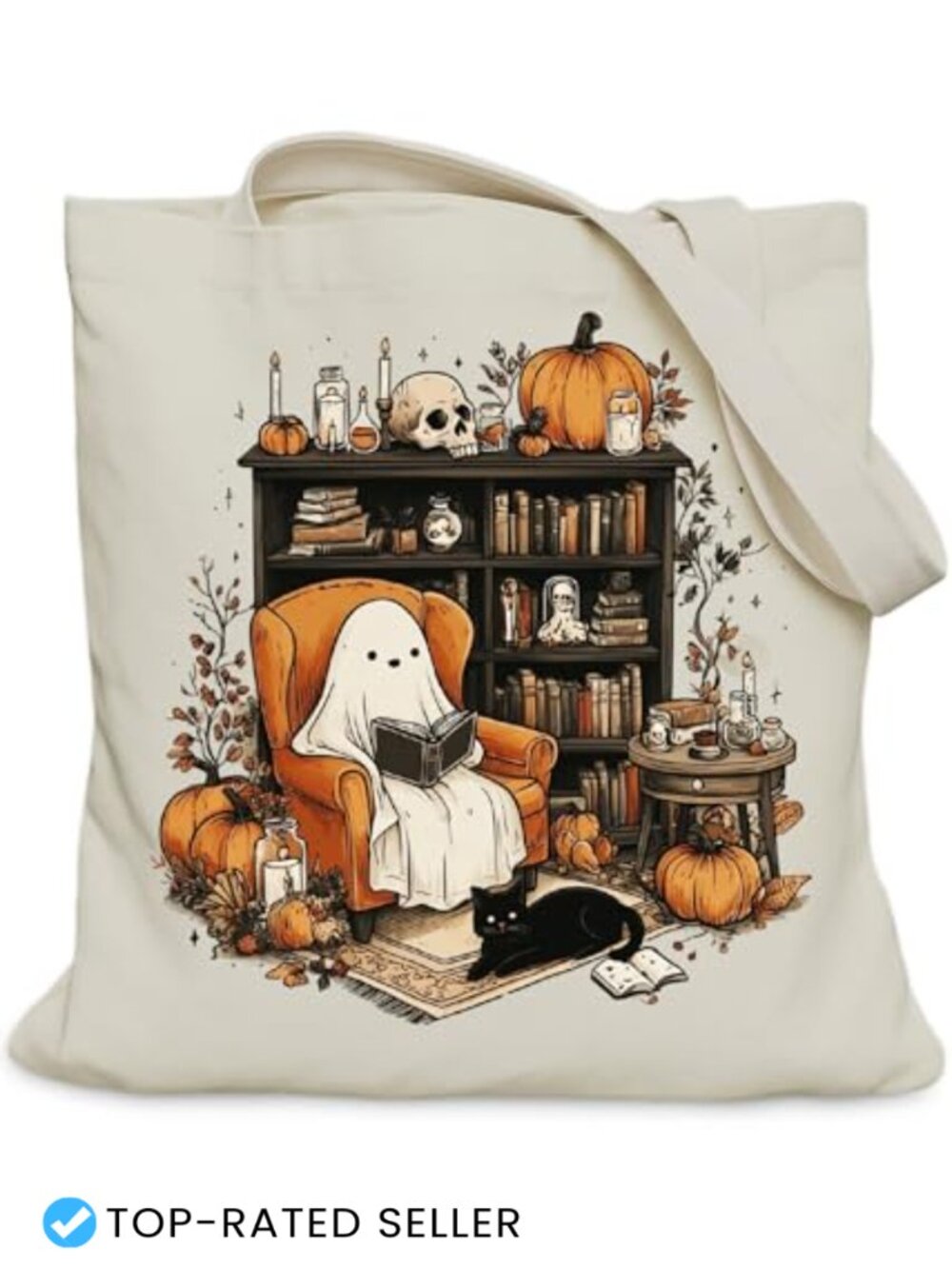 Canvas Book Tote Bag for Readers with Inner Pocket - Medium Size